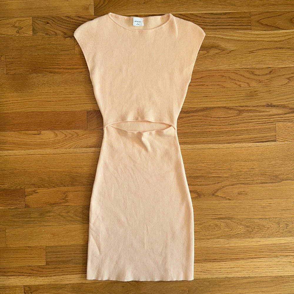 Aritzia Peach Knit Mini Dress With Cutout